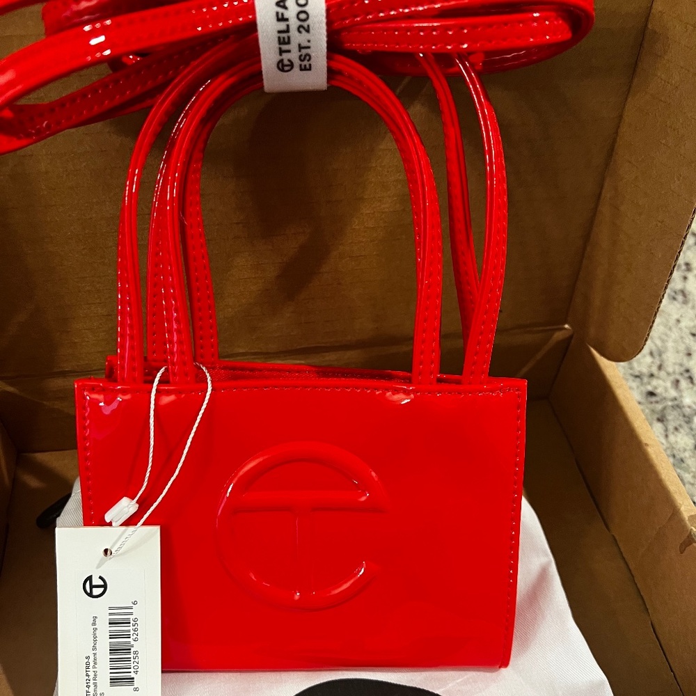 Small Patent Red Telfar Bag